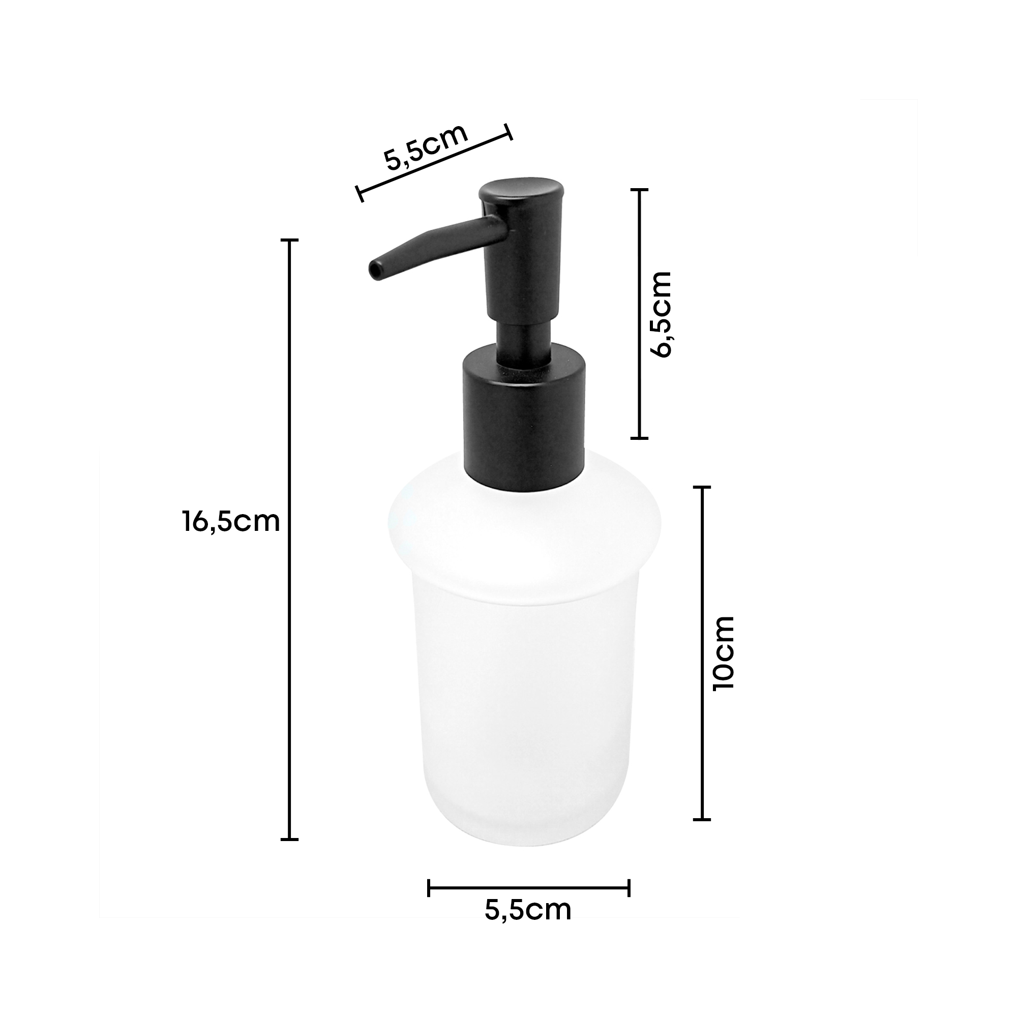 Repuesto Dispensador Jabon Liquido Vidrio Tapa Negro