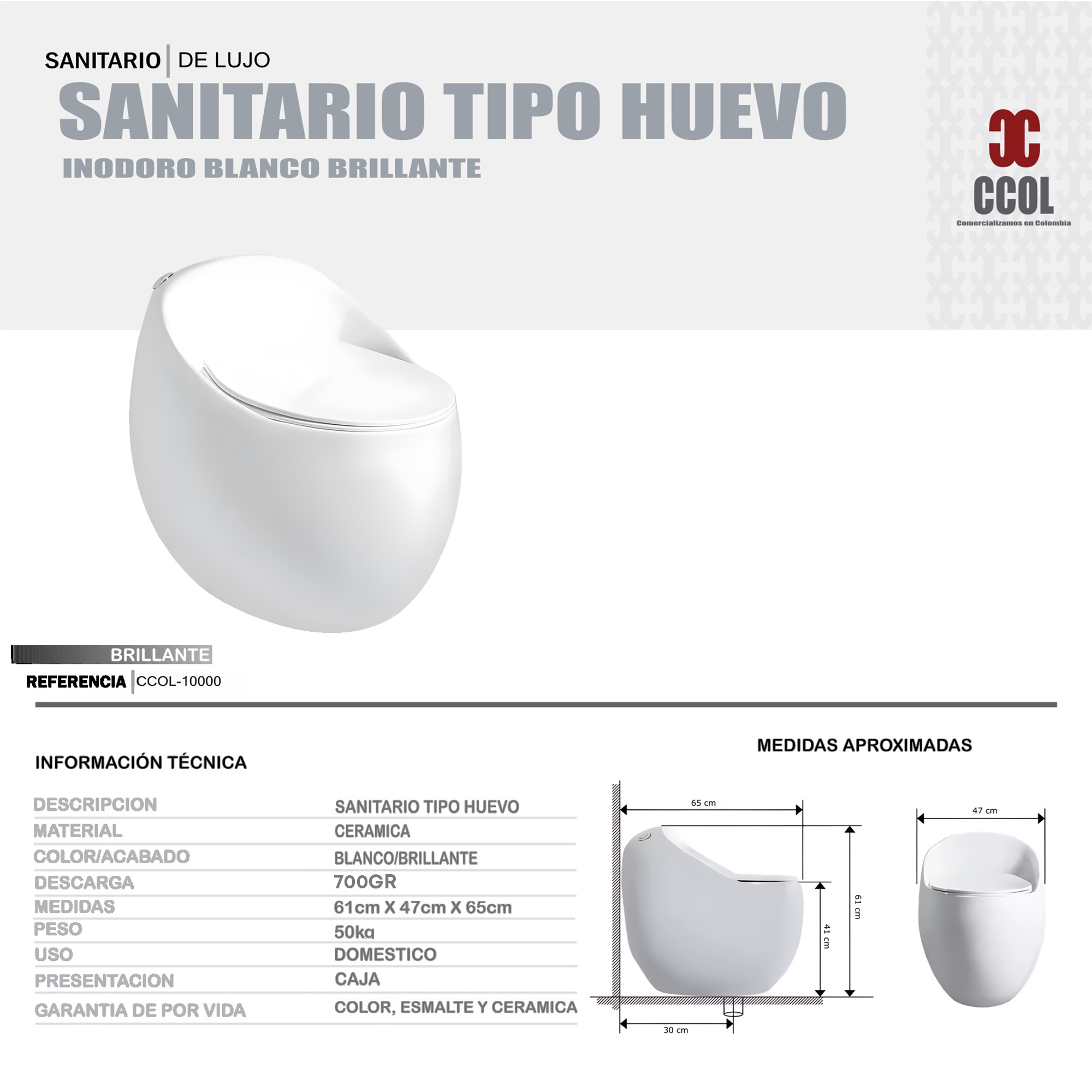 Sanitario CCOL De Lujo  Blanco