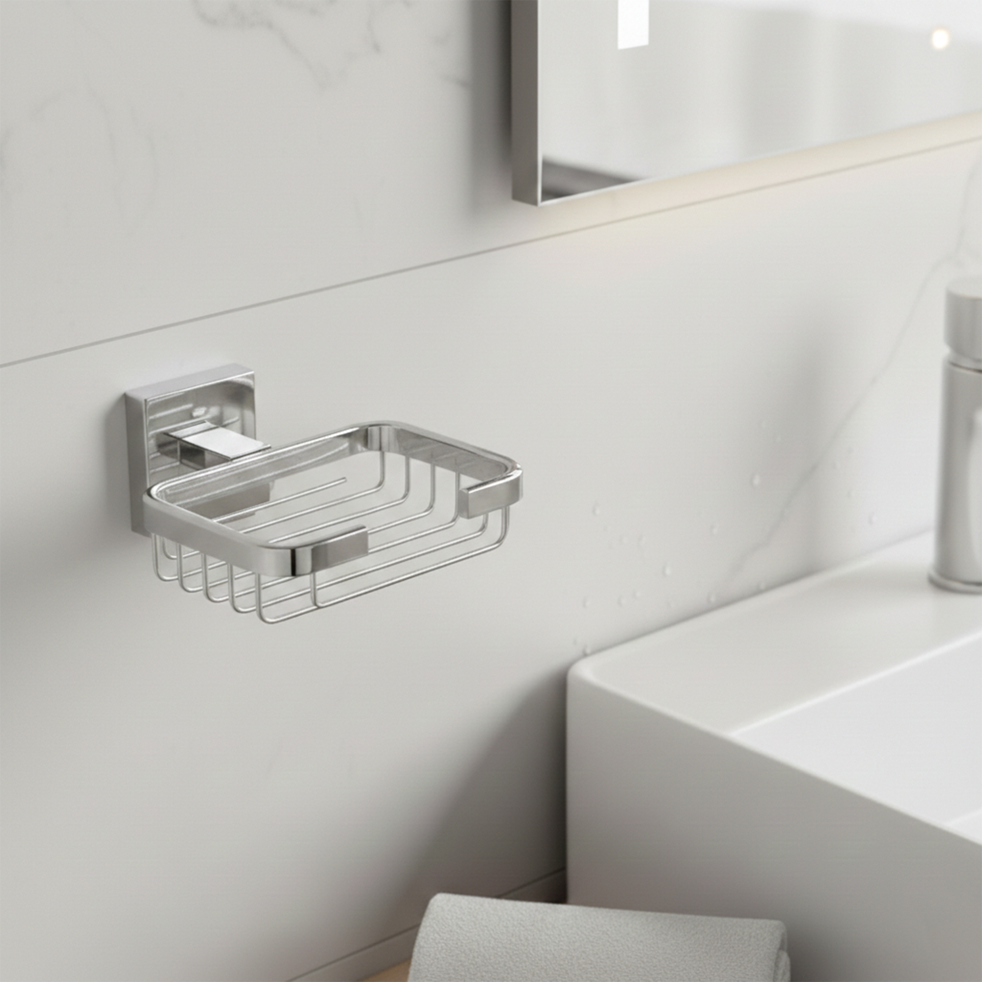 Jabonera Rejilla Inox 304 Base Cuadrada