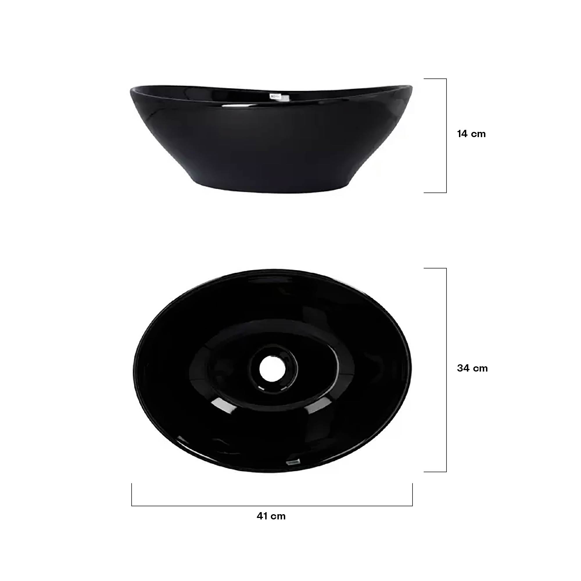 Combo Lavamanos Negro + Griferia Agua Fria + Accesorios C754