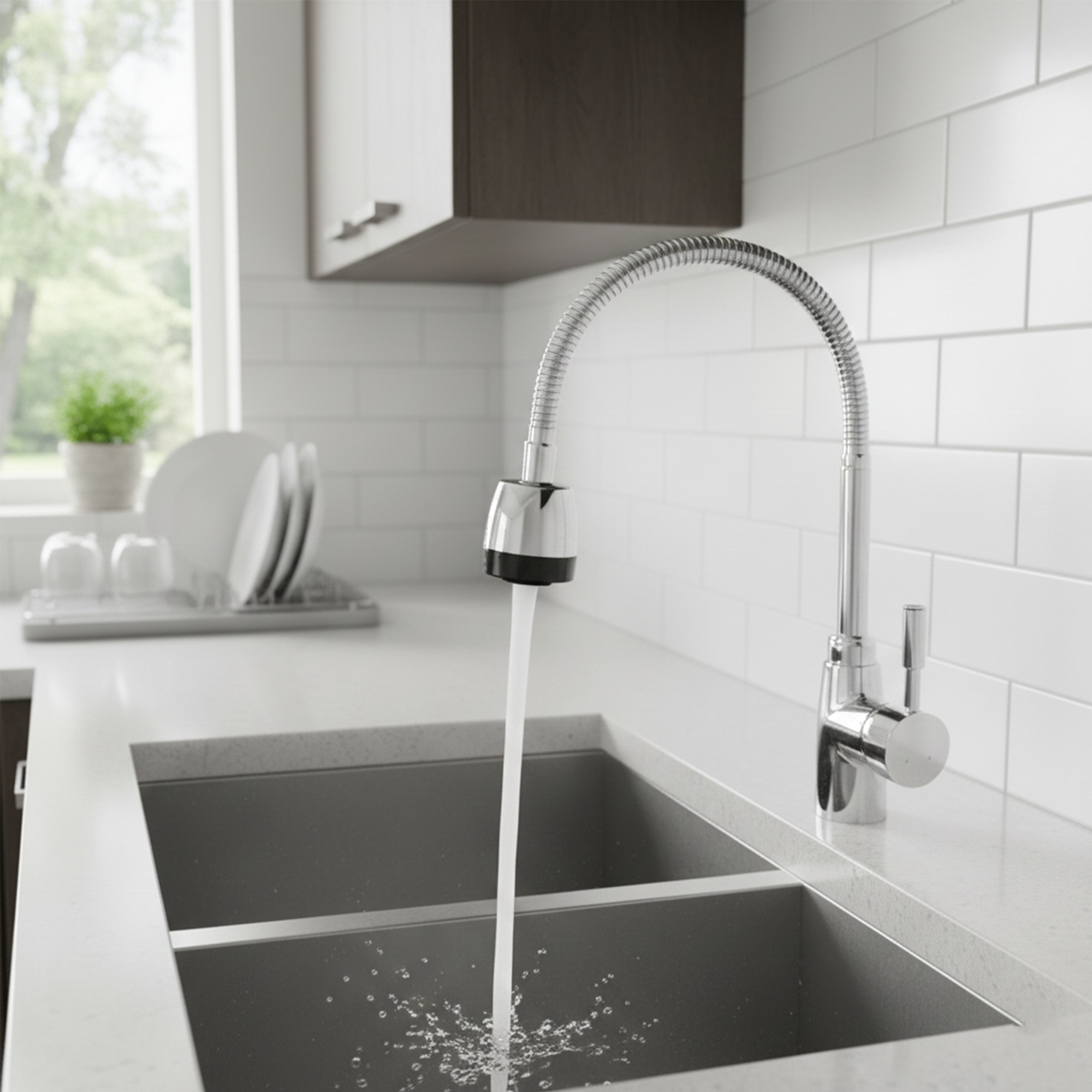 Griferia Cocina California Flexible Mezclador Cromado