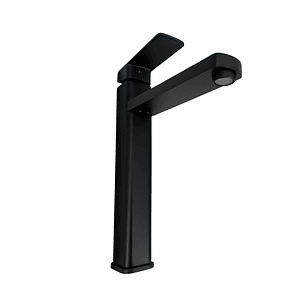 Grifería Lavamanos Poste Alto Mezclador Pico Plano Negro