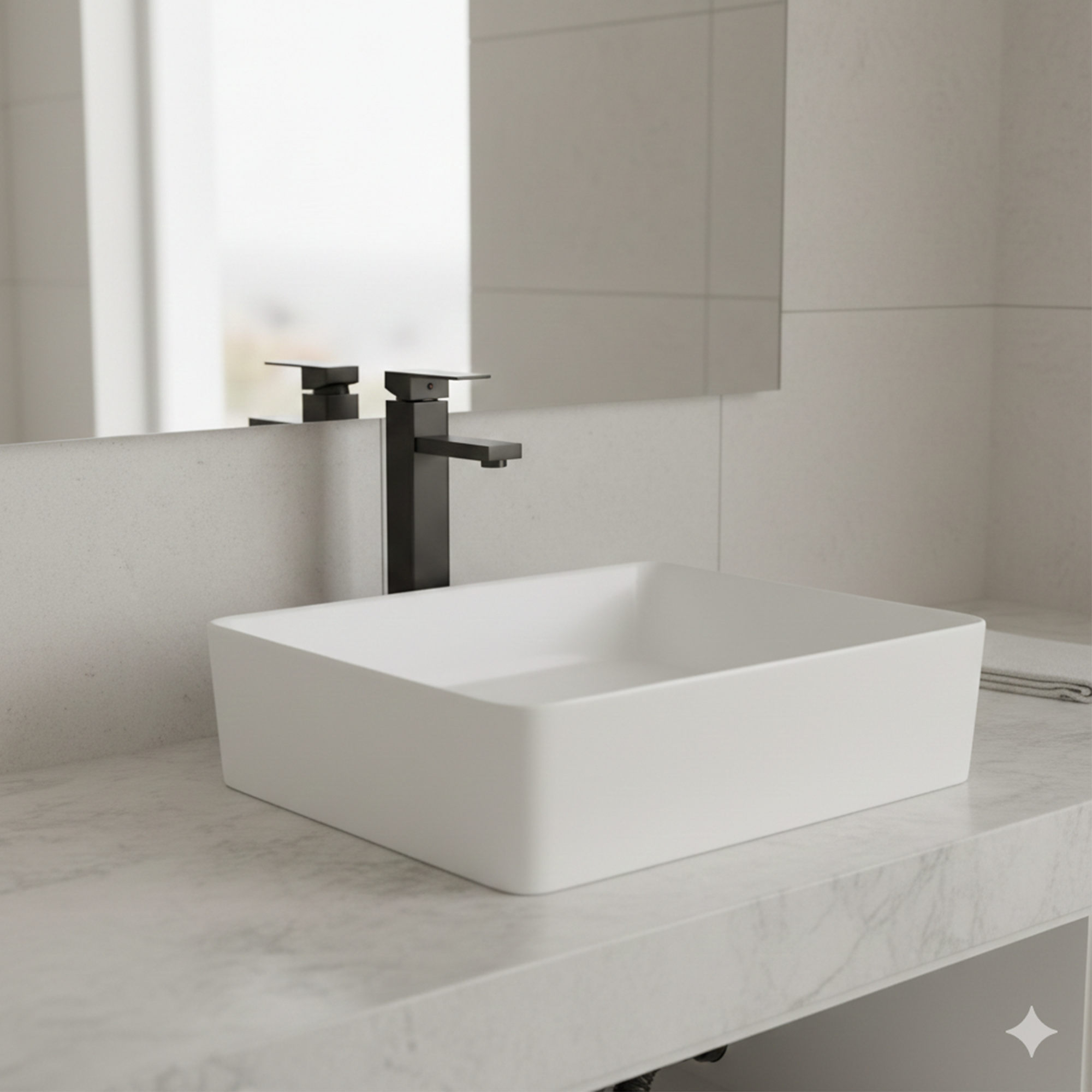 Combo Lavamanos y Grifería de Lujo Negro C1281