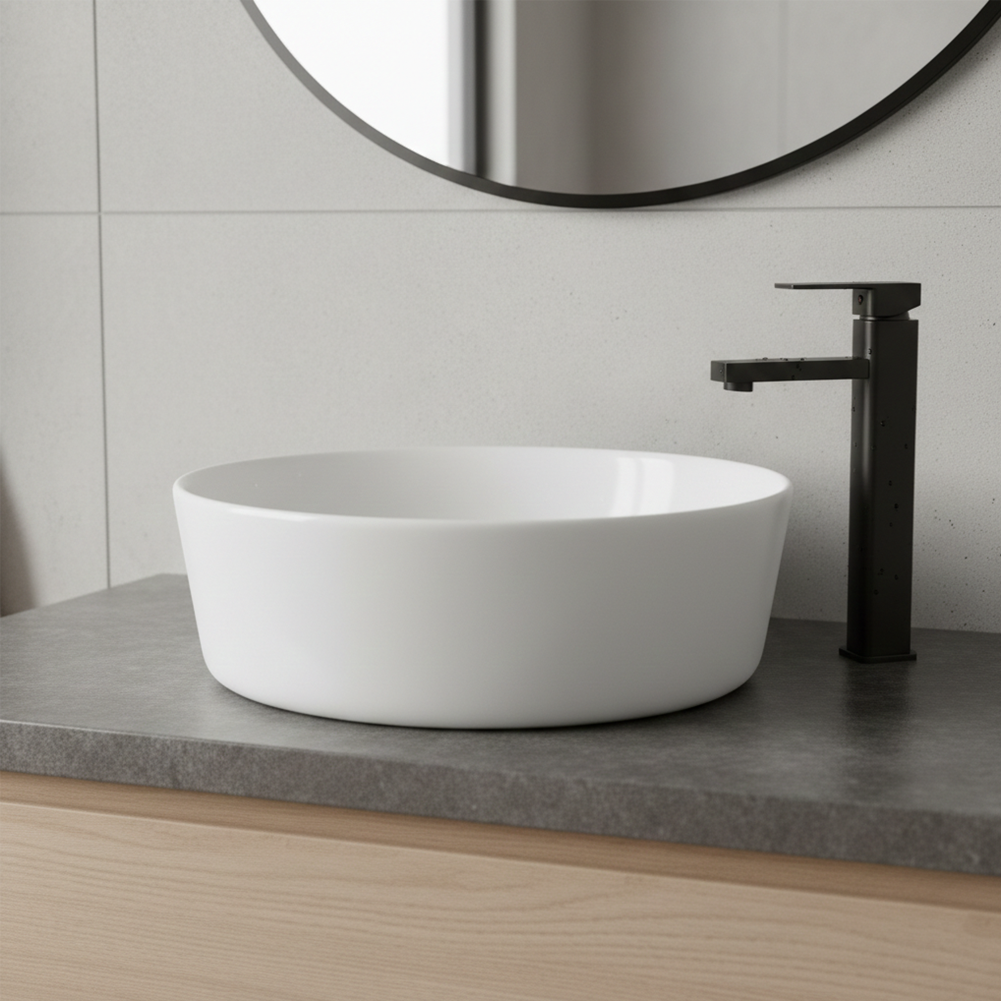 Combo Lavamanos y Grifería de Lujo Negro C1285