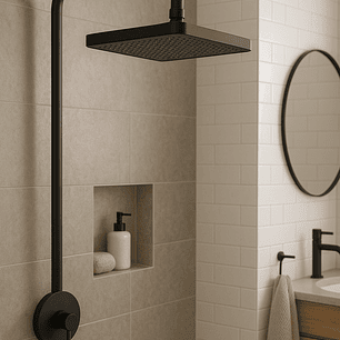 Cabezal Ducha Negro Cuadrada Negro Mate