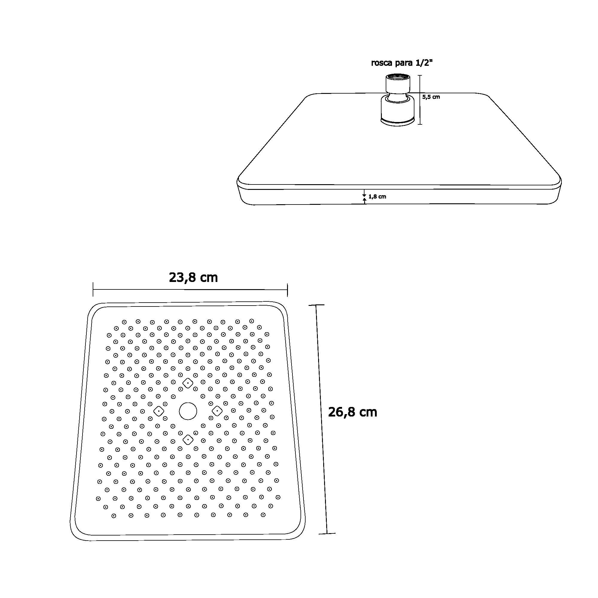 Cabezal Ducha Negro Cuadrada Negro Mate