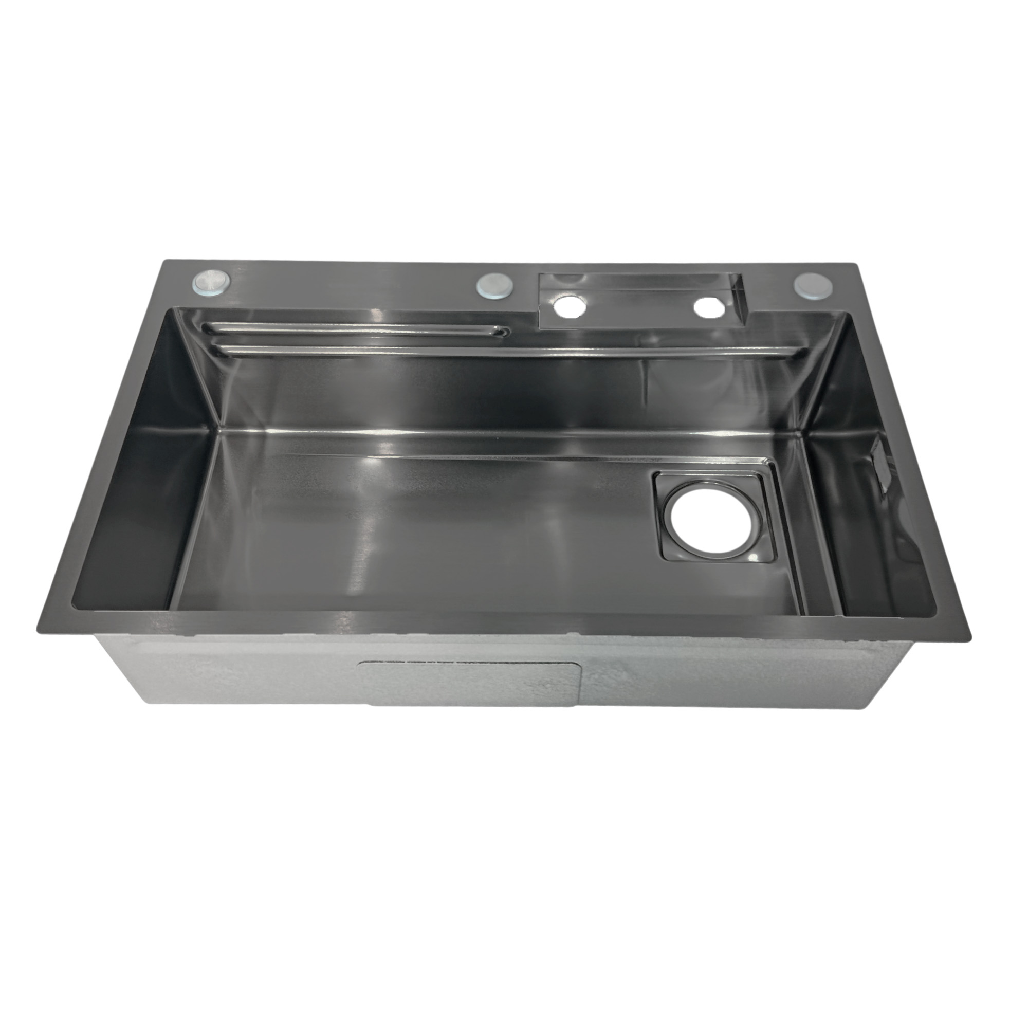 Lavaplatos Negro Acero Inox Con Grifería + Accesorios