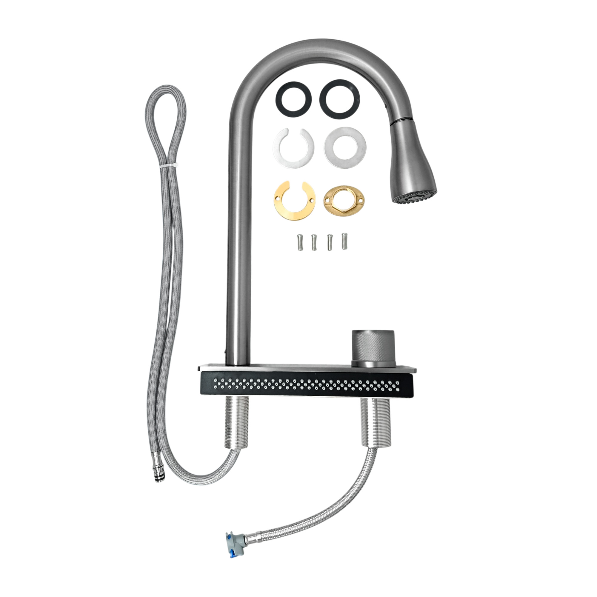 Lavaplatos Negro Acero Inox Con Grifería + Accesorios