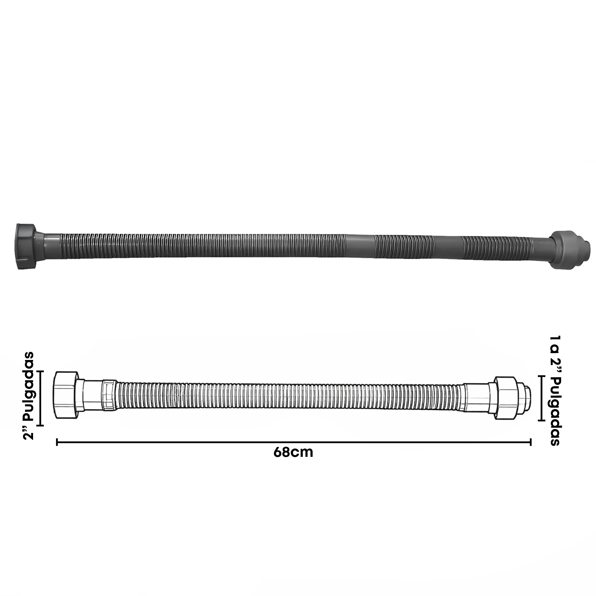 Sifón Flexible Sencillo Pvc Lavaplatos Gris Para 2 Pulgadas