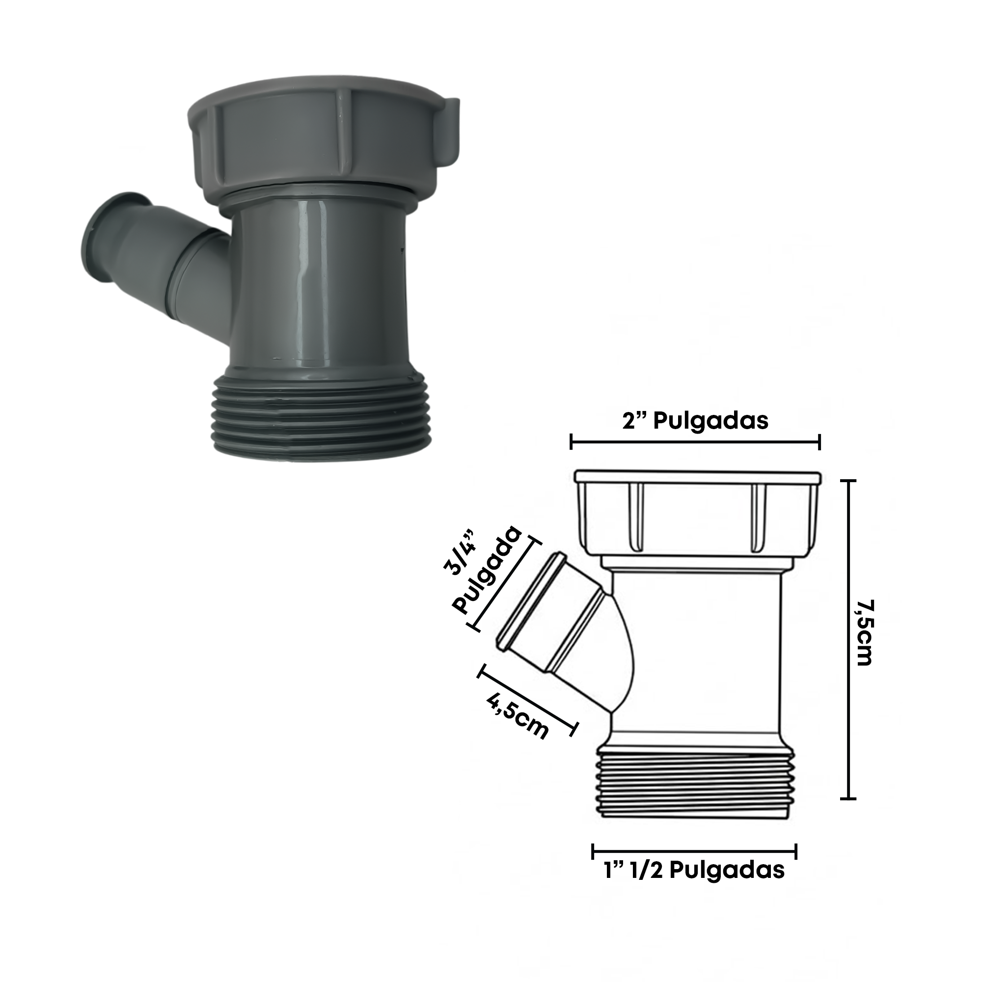 Sifón Flexible Sencillo Pvc Lavaplatos Gris Para 2 Pulgadas