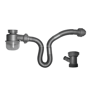 Sifón Flexible Sencillo Pvc Lavaplatos Gris Para 2 Pulgadas