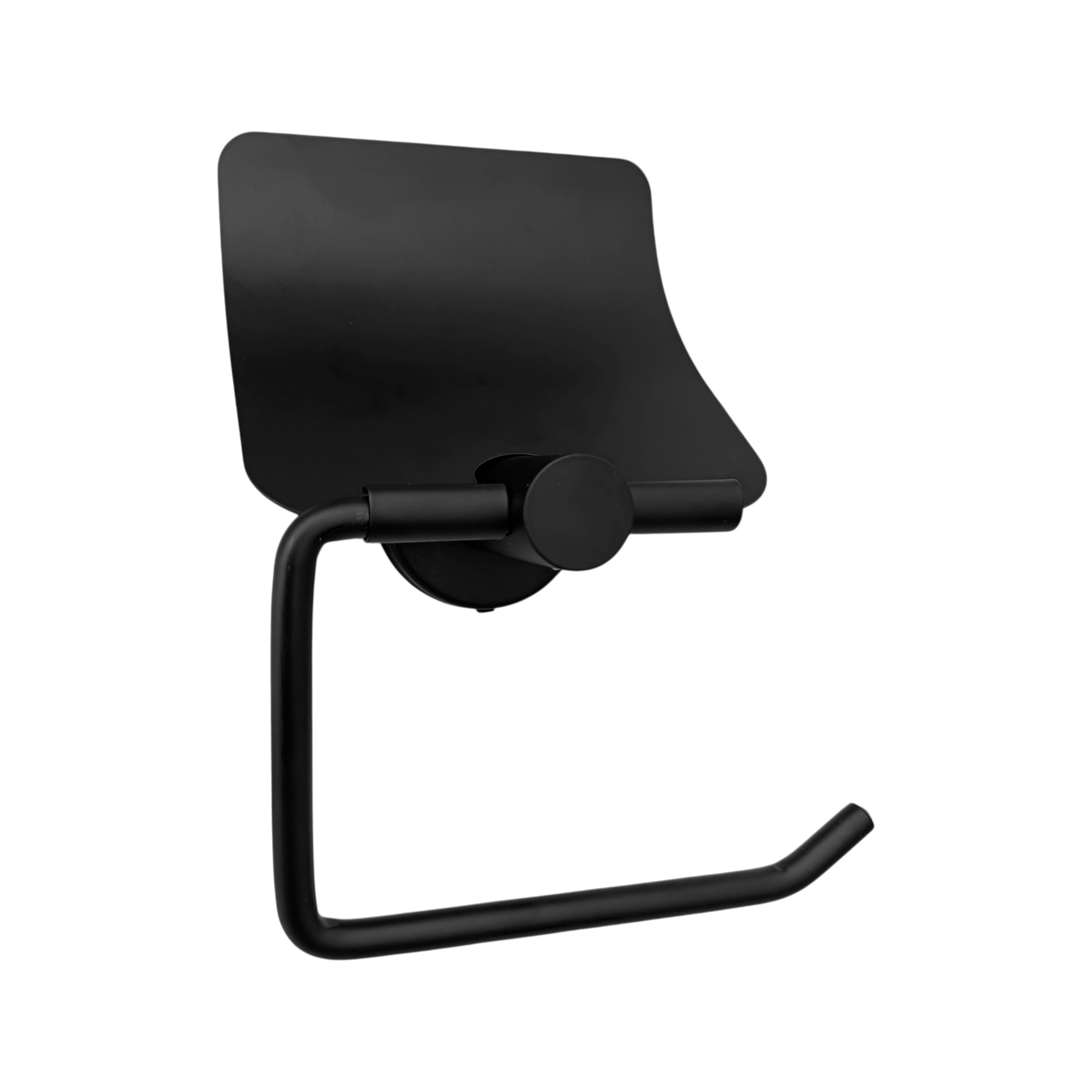 Portarollo Con Cubre Rollo Base Redonda Negro