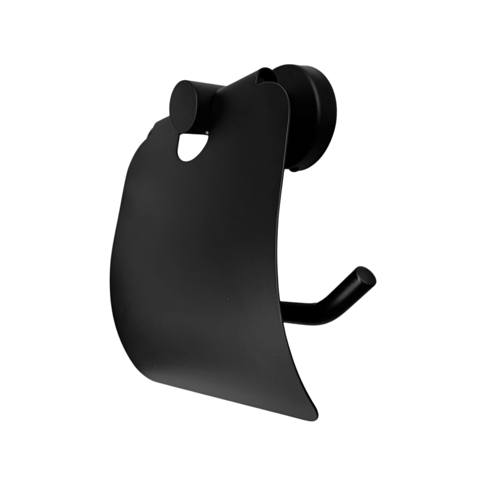 Portarollo Con Cubre Rollo Base Redonda Negro