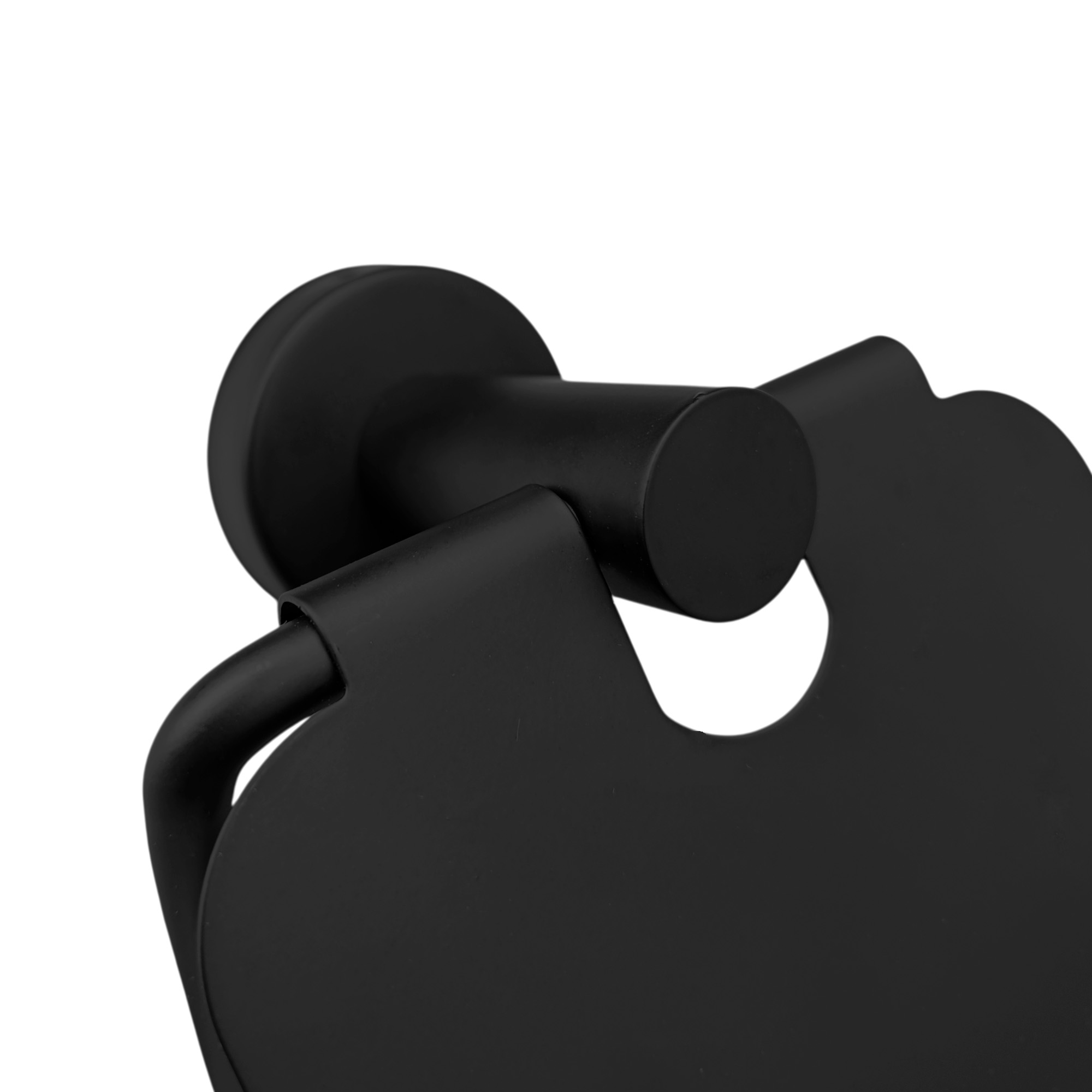 Portarollo Con Cubre Rollo Base Redonda Negro