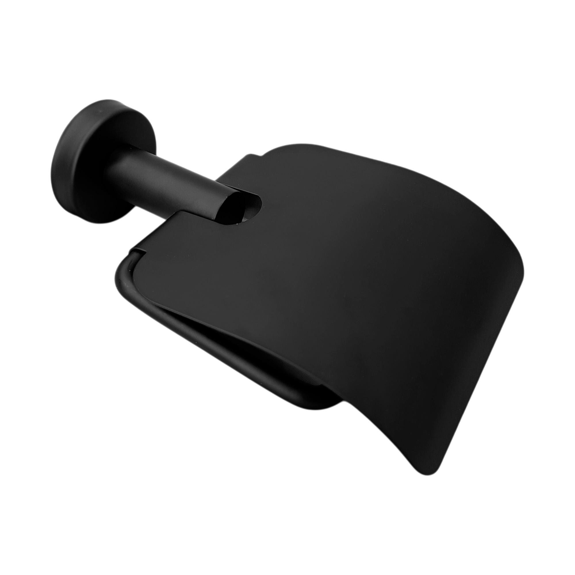 Portarollo Con Cubre Rollo Base Redonda Negro