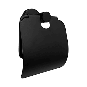 Portarollo Con Cubre Rollo Base Redonda Negro