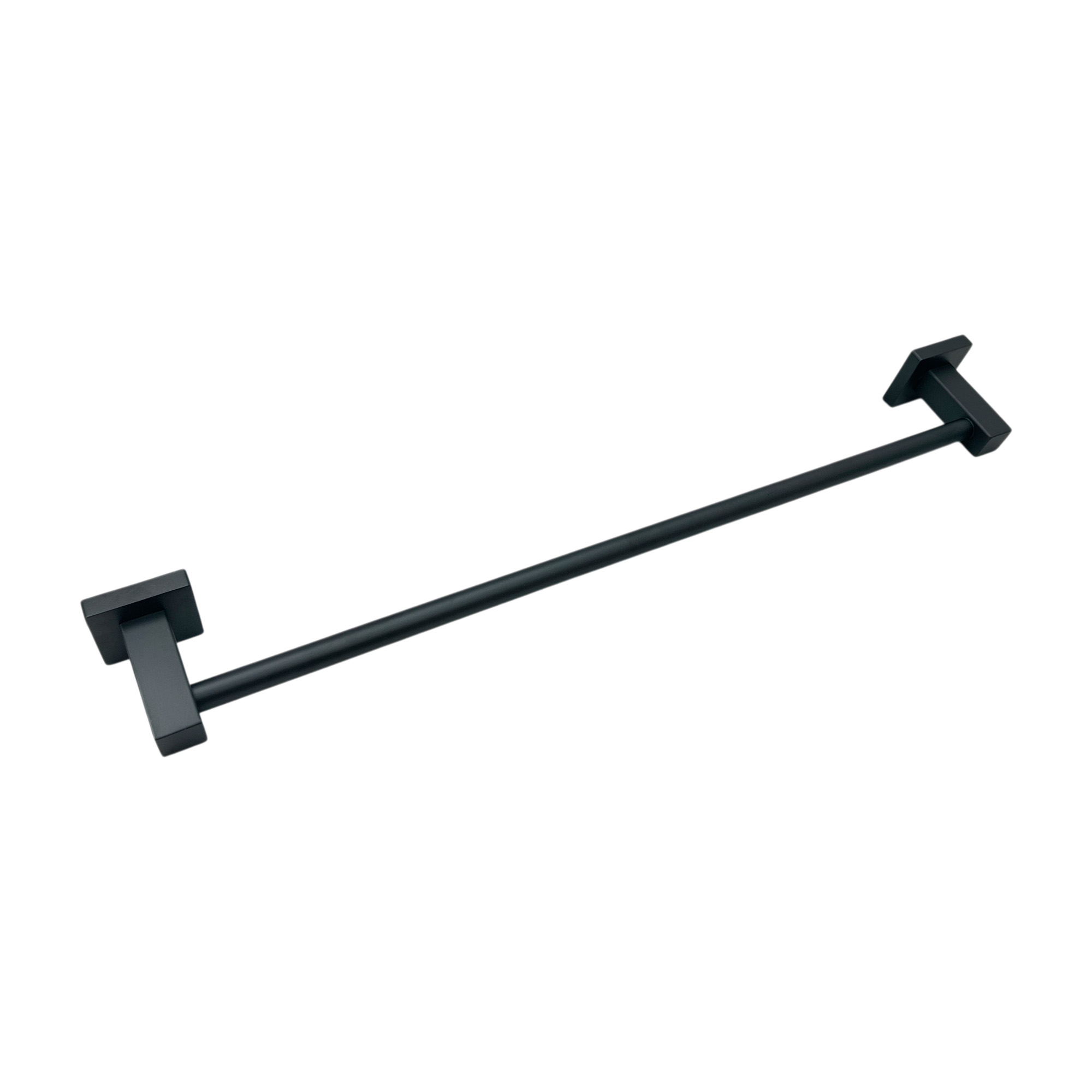 Toallero Barra Cilindrica 60cm Negro Base Cuadrada