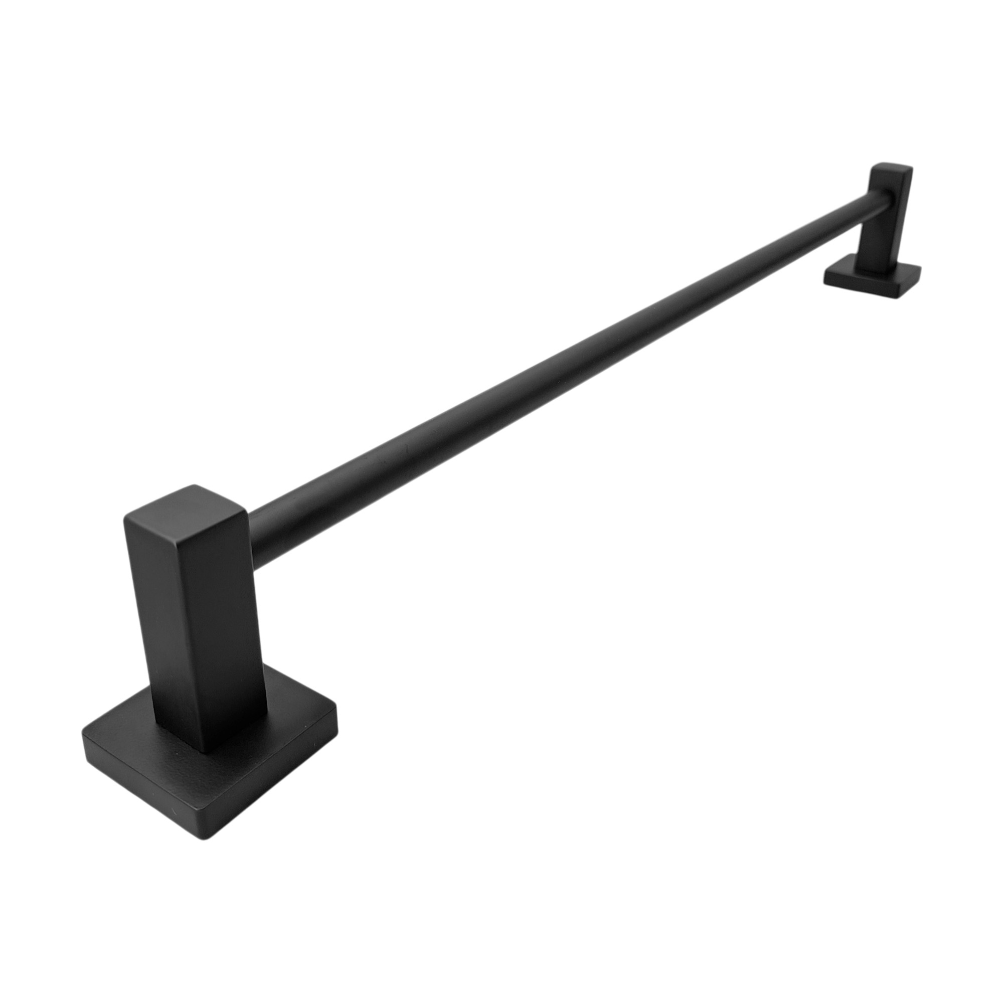 Toallero Barra Cilindrica 60cm Negro Base Cuadrada