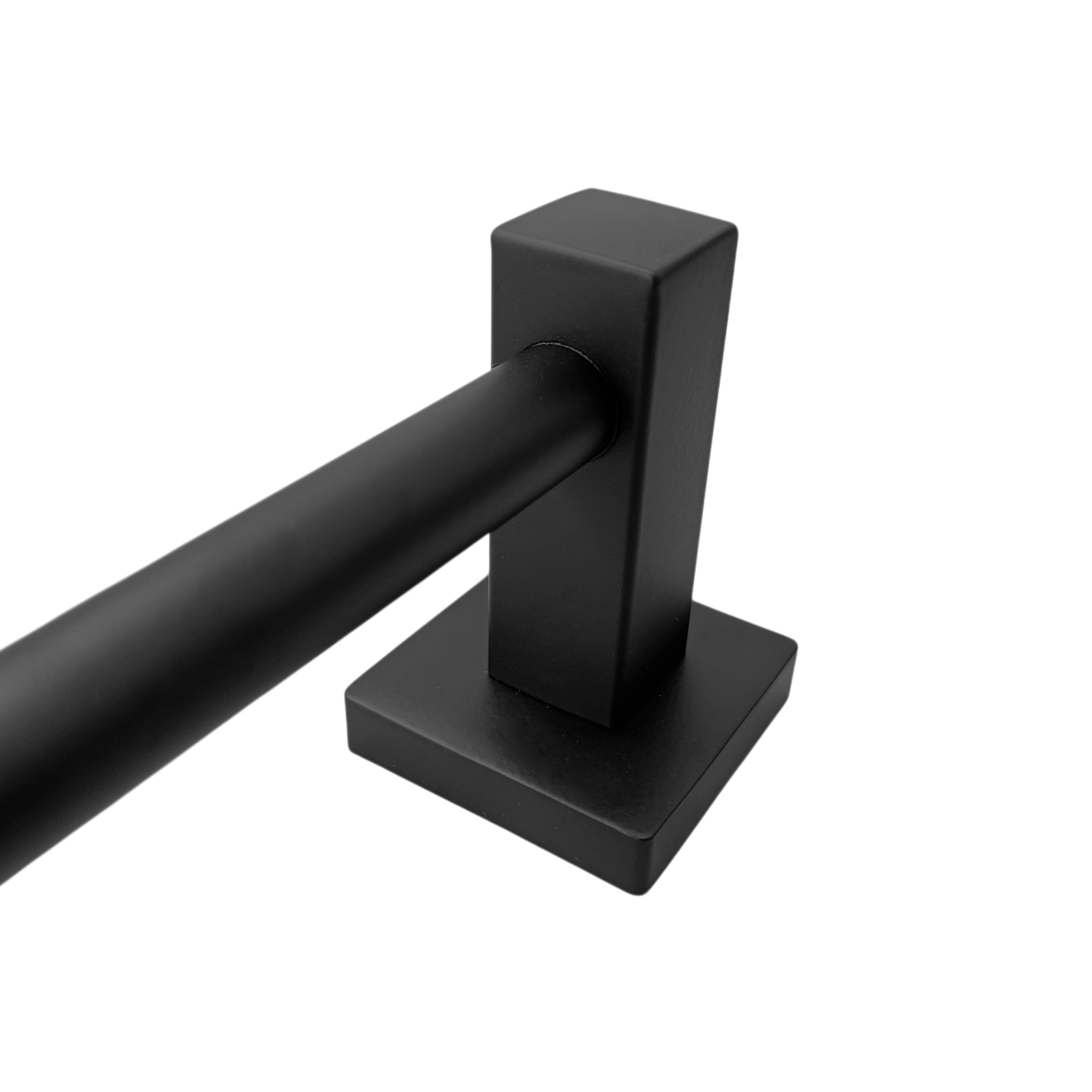 Toallero Barra Cilindrica 60cm Negro Base Cuadrada