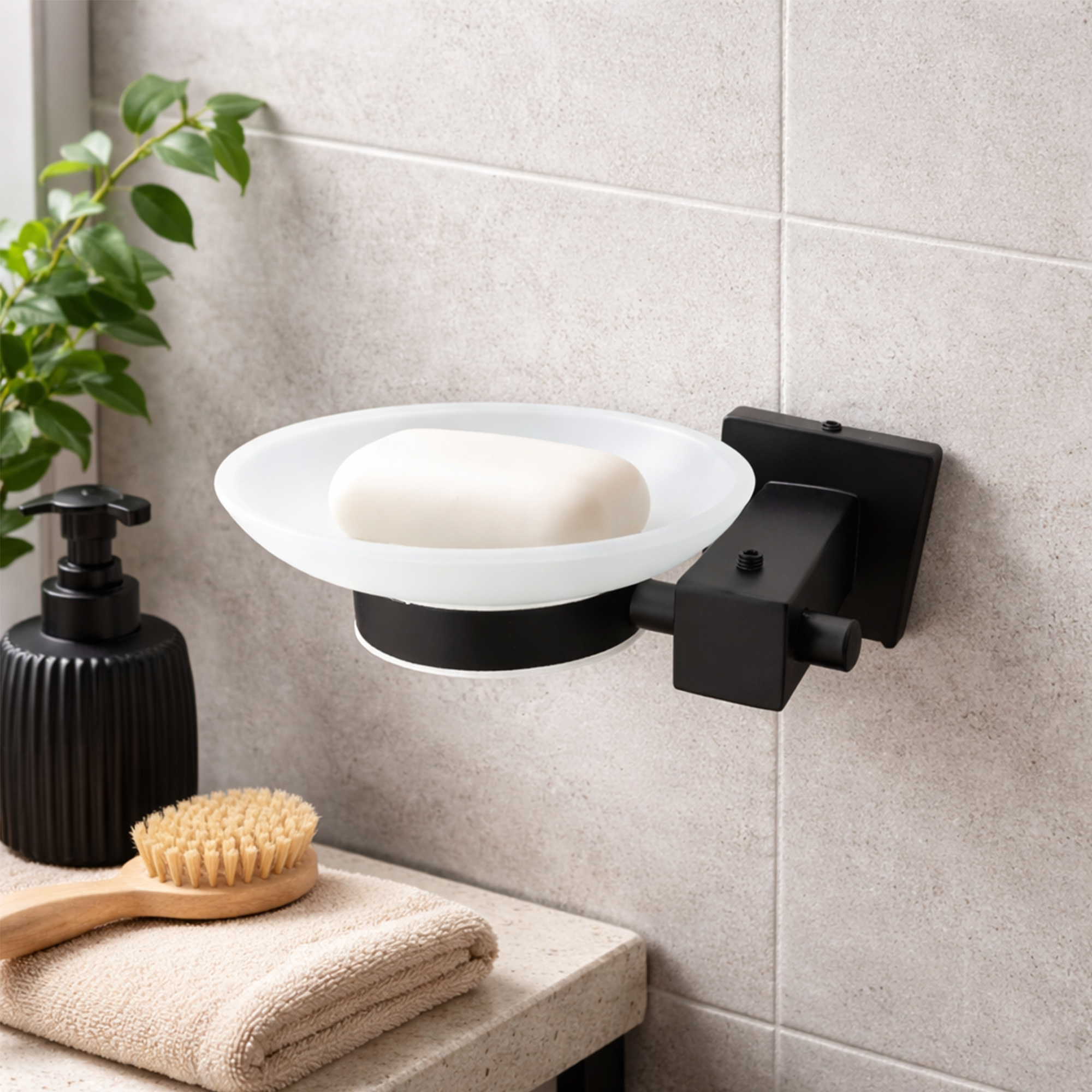 Jabonera Negra Base Cuadrada CCOL-3301