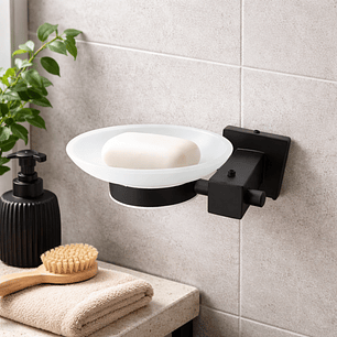 Jabonera Negra Base Cuadrada CCOL-3301