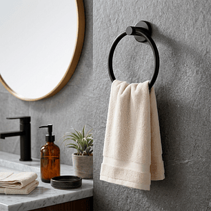 Toallero Mano Aro Base Redonda Negro