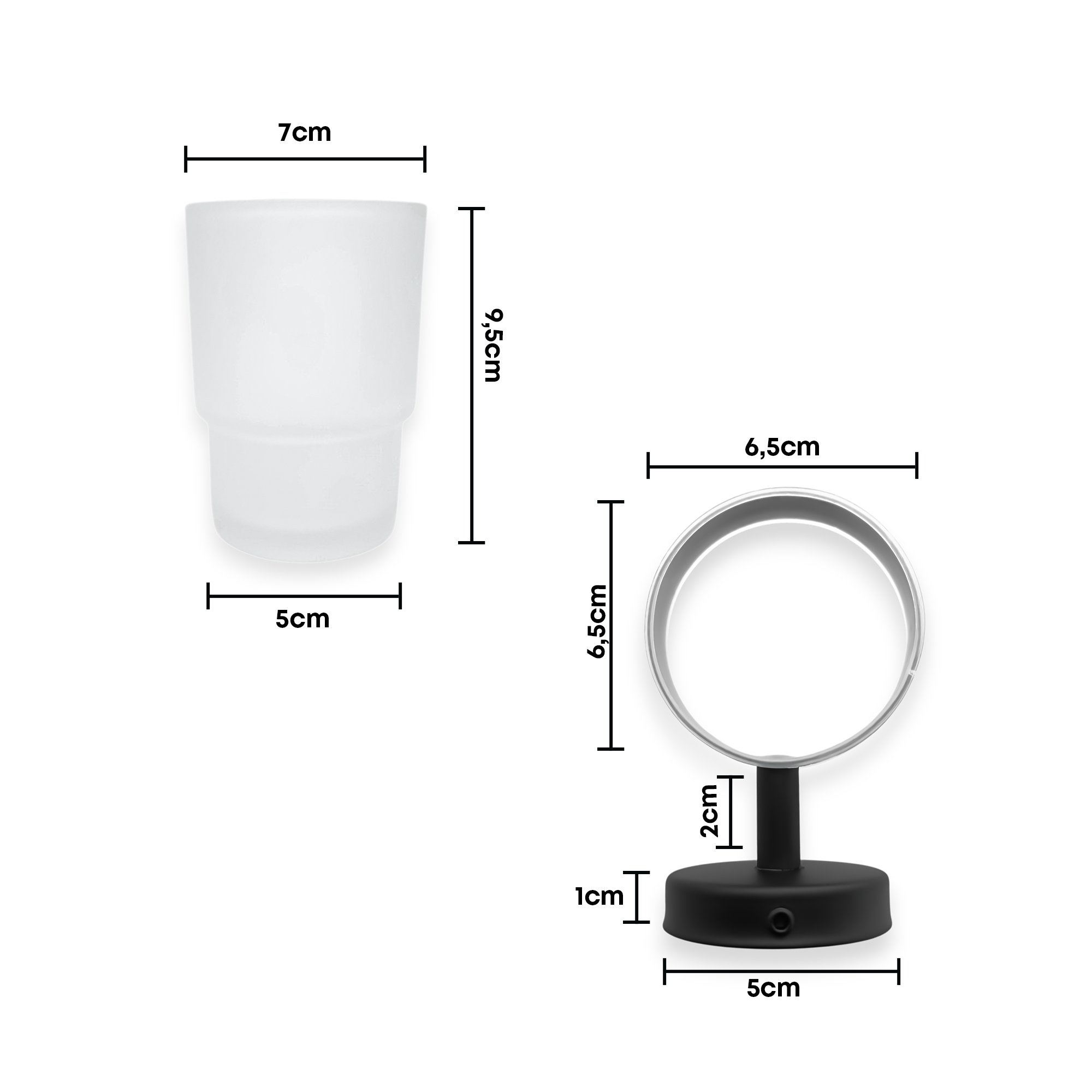 Portacepillos Negro Base Redonda CCOL-3302