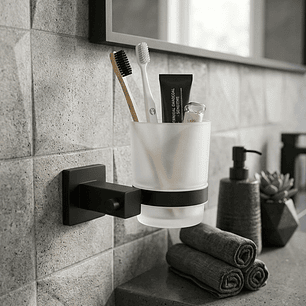 Portacepillos Negro Base Cuadrada CCOL-3303