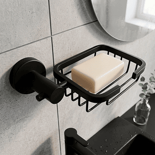 Jabonera Rejilla Base Redonda Negro