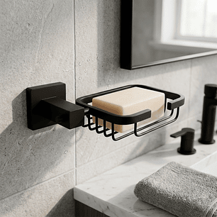 Jabonera Rejilla Base Cuadrada Negro