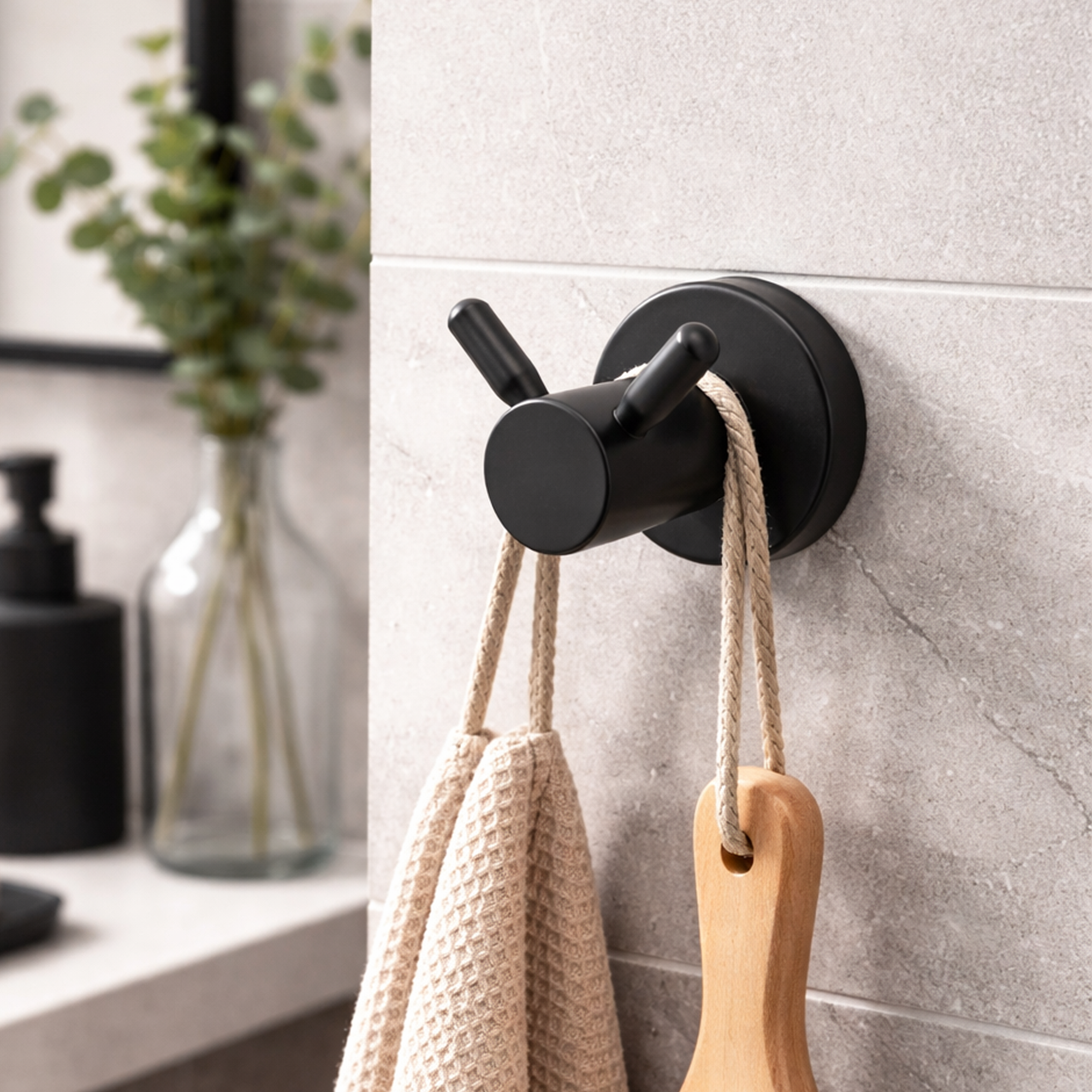 Perchero Base Redondo Negro Doble Servicio Corto CCOL-3304