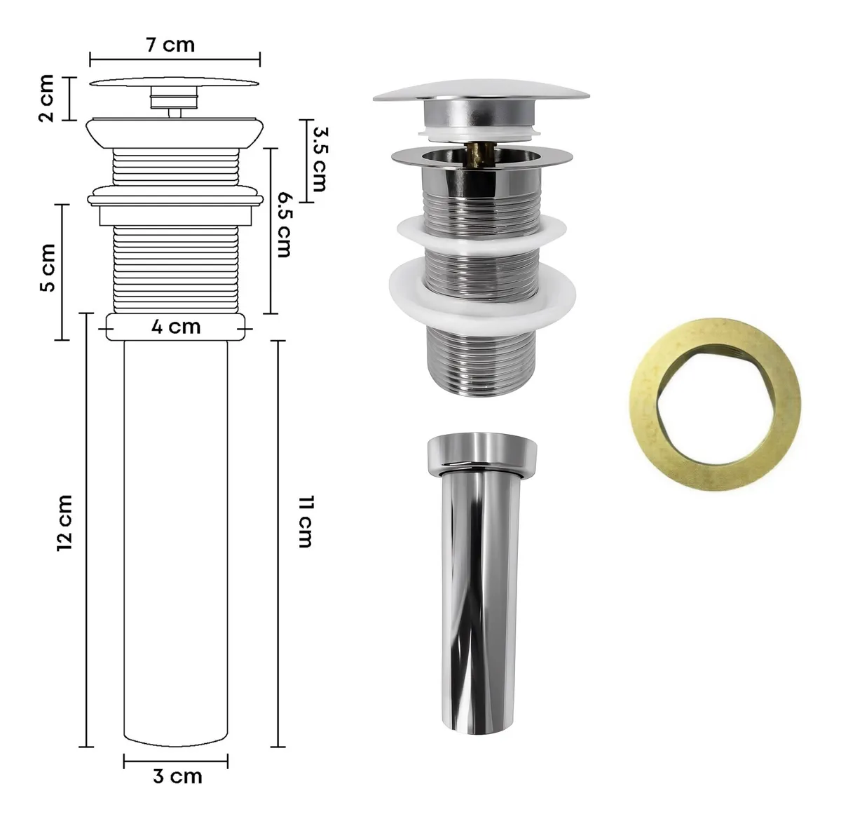 Combo Lavamanos Vidrio Transparente + Griferia + Push C072