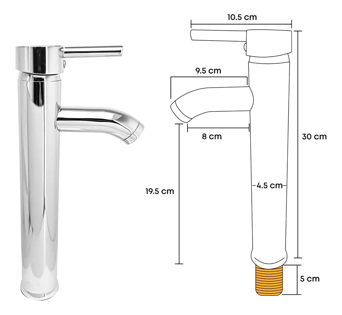 Combo Lavamanos Vidrio Transparente + Griferia + Push C072