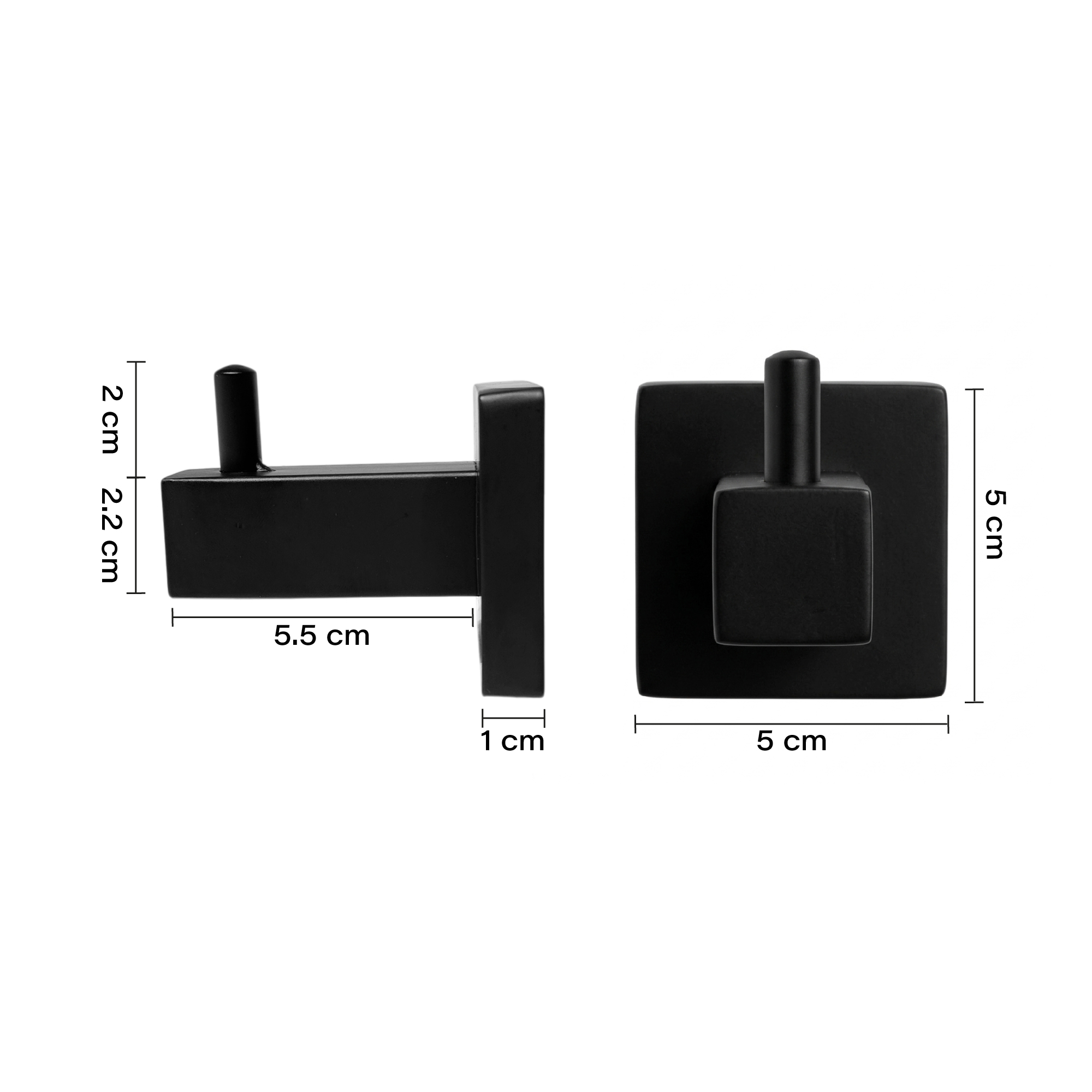 Pack x2 Set Accesorios Baño Negro Cuadrado x3 Piezas C1325