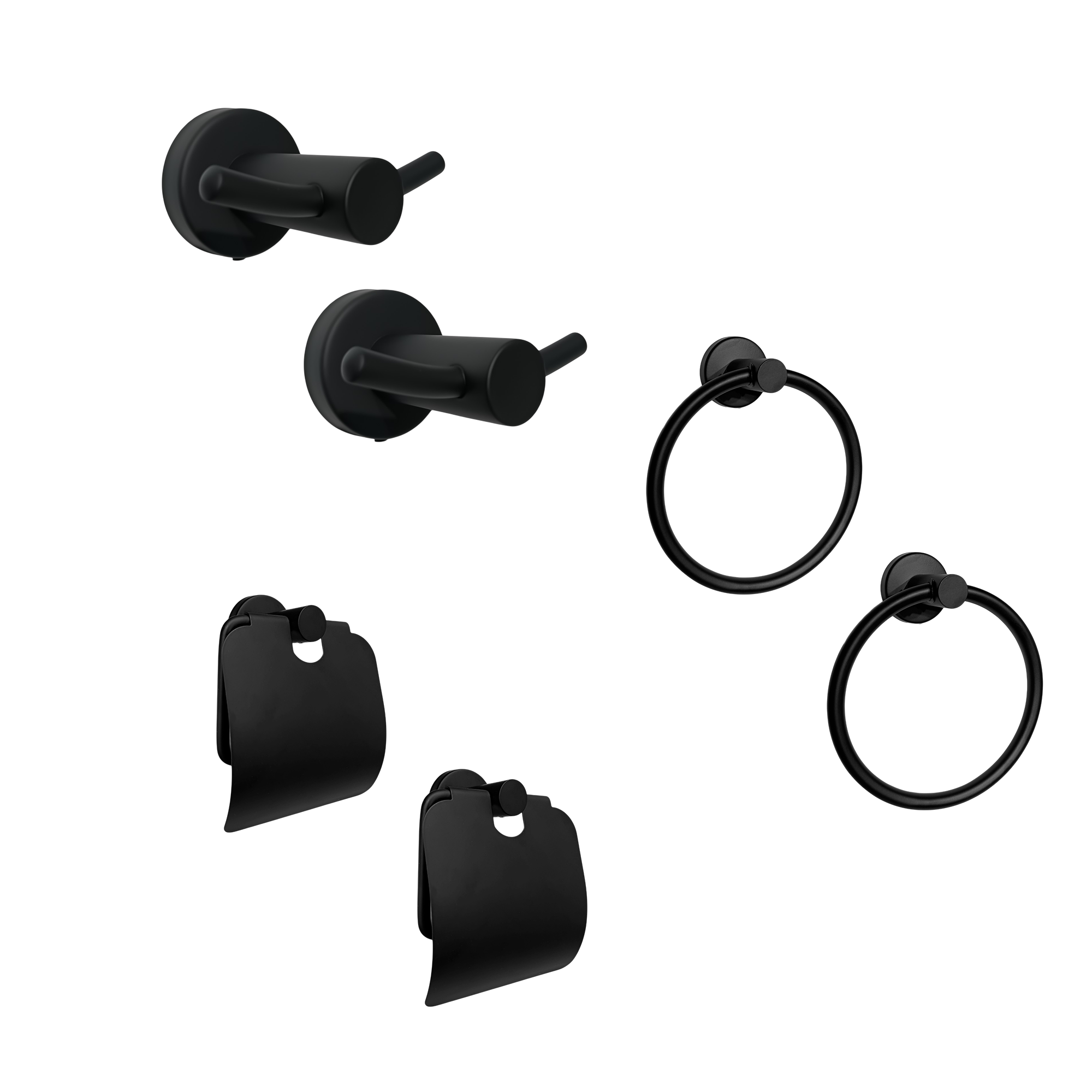 Pack x2 Set Accesorios Baño Negro Redondo x3 Piezas C1330
