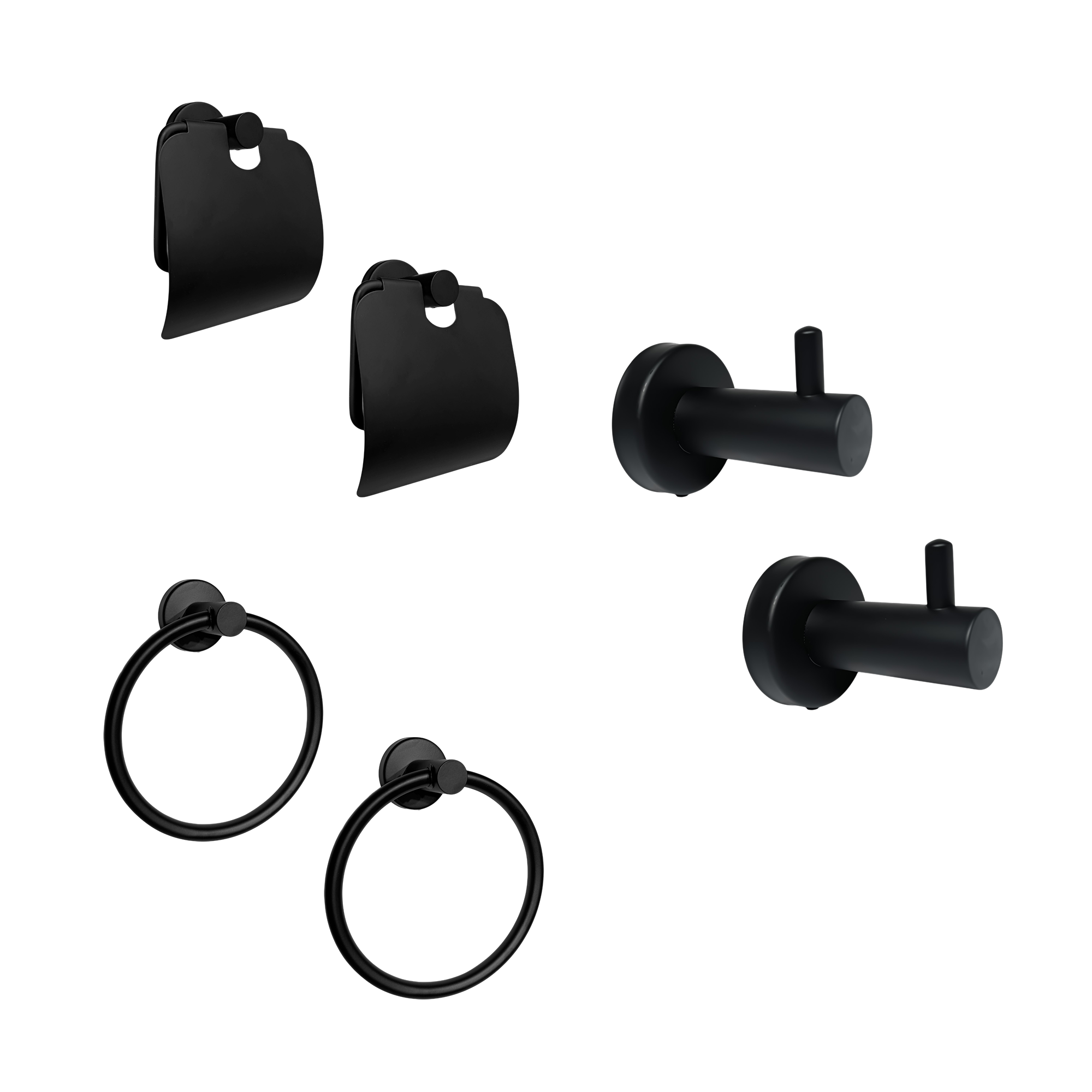 Pack x2 Set Accesorios Baño Negro Redondo x3 Piezas C1332