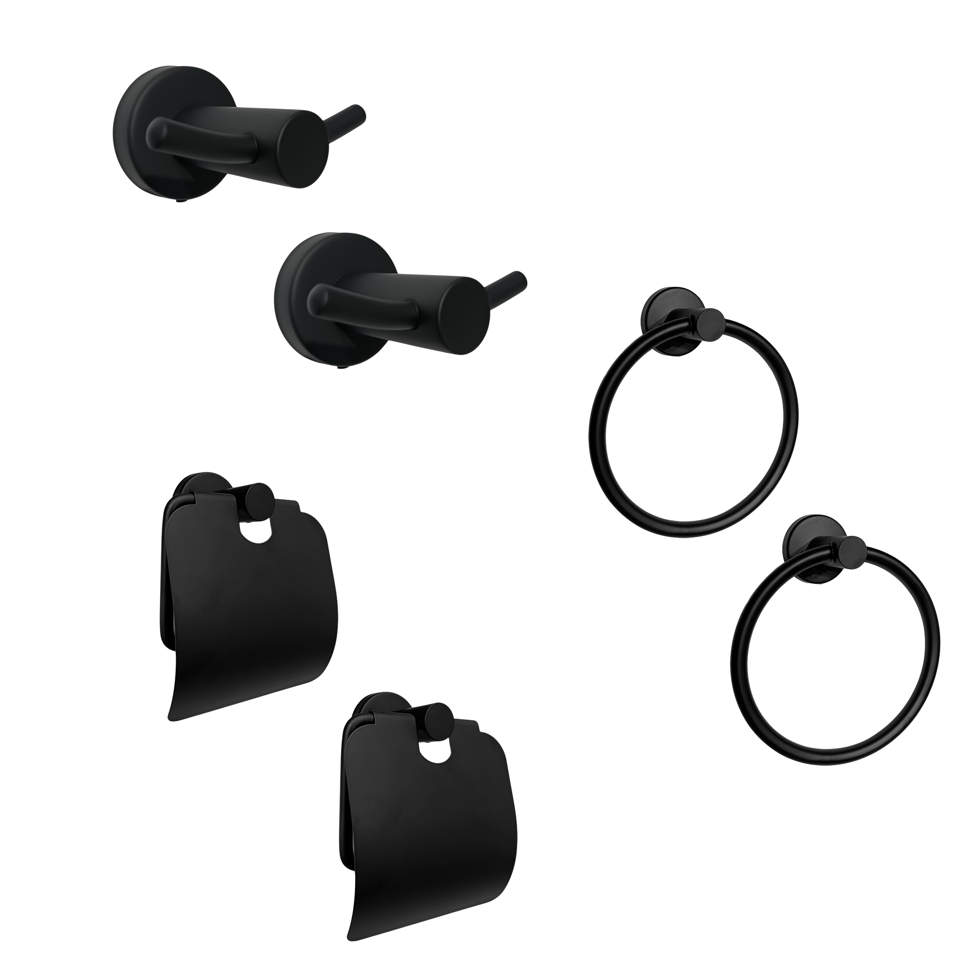 Pack x2 Set Accesorios Baño Negro Redondo x3 Piezas C1334