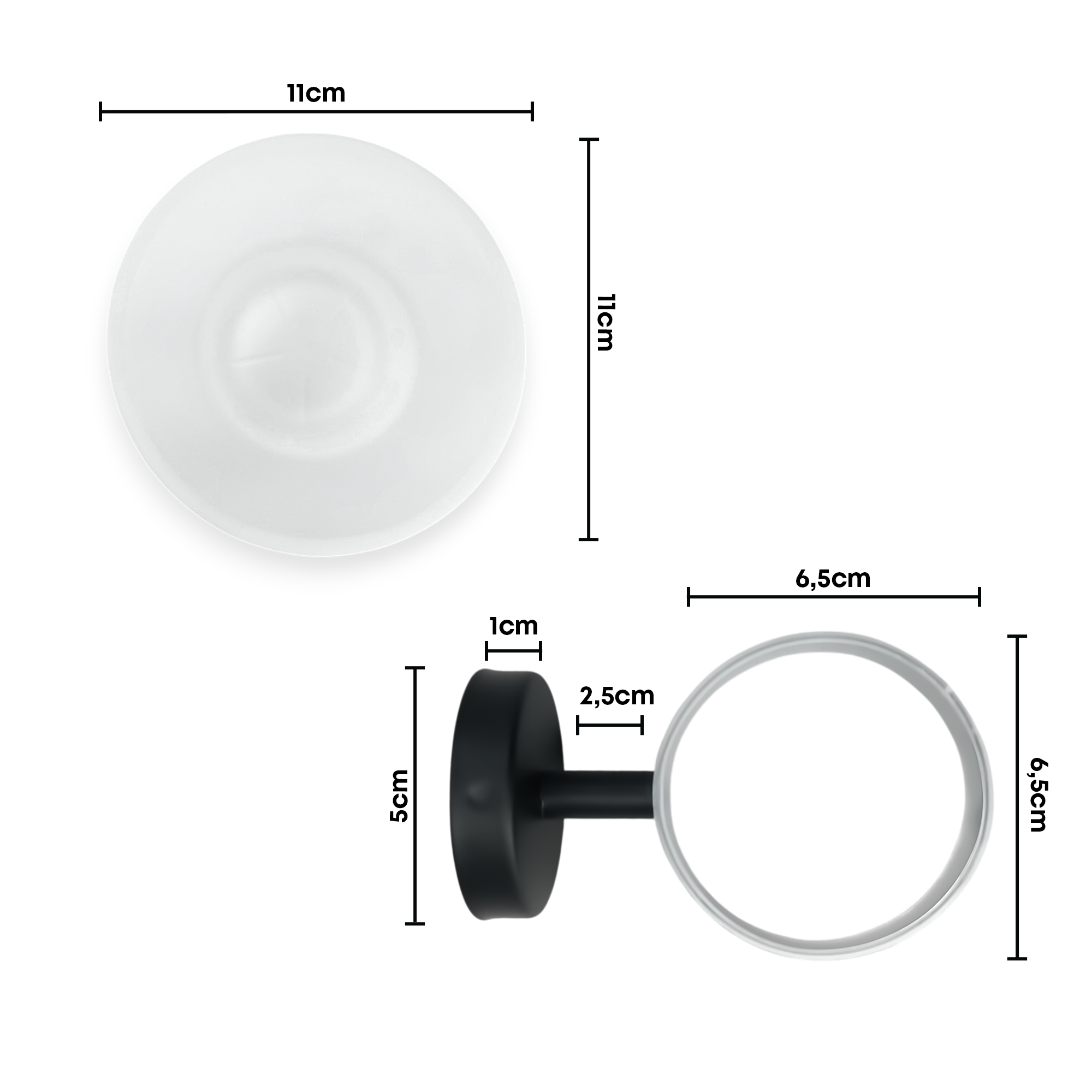 Pack x2 Set Accesorios Baño Negro Redondo x4 Piezas C1335