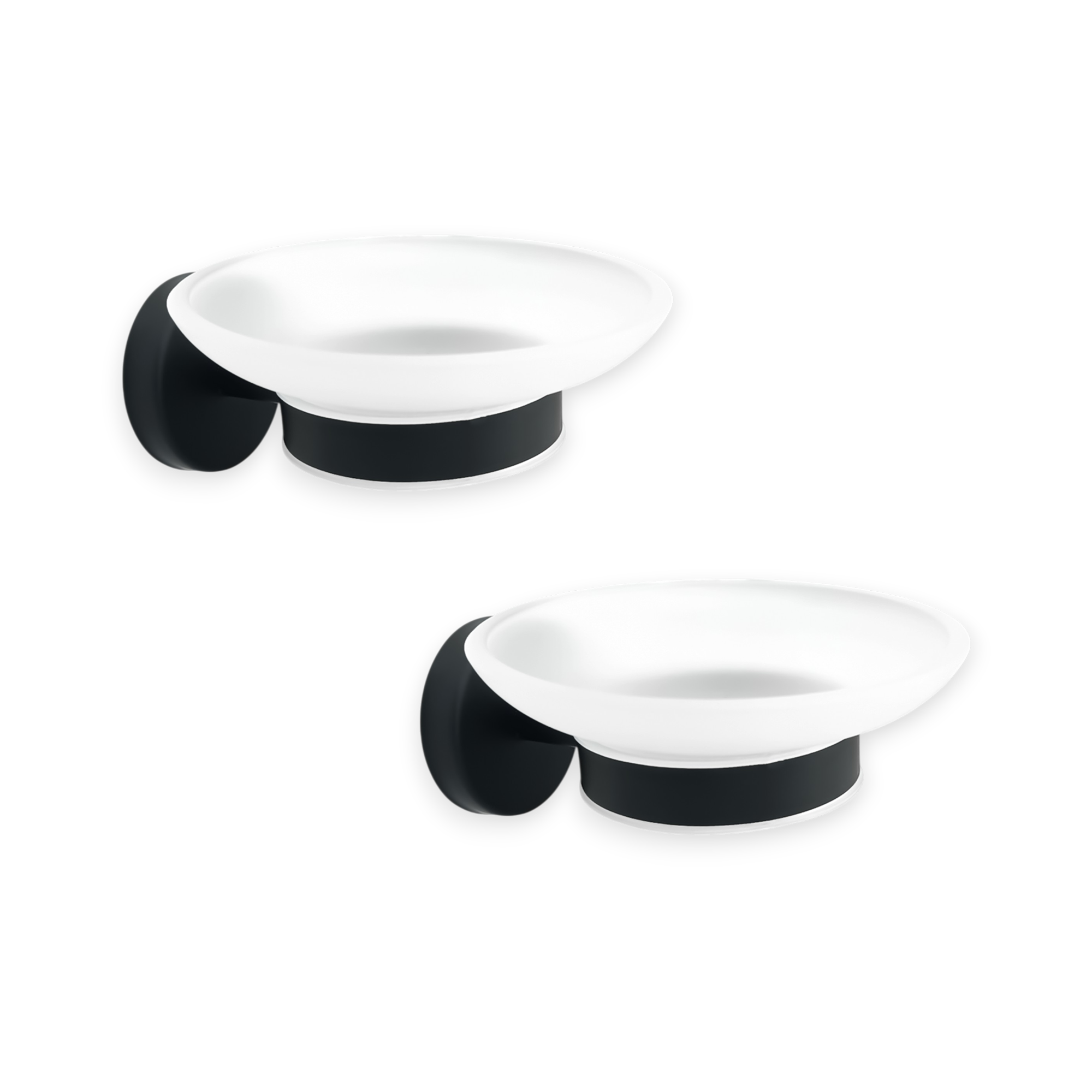 Pack x2 Jaboneras en Vidrio Base Redonda Negra C1337