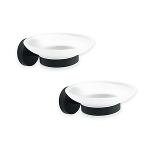 Pack x2 Jaboneras en Vidrio Base Redonda Negra C1337