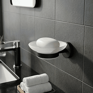 Pack x2 Jaboneras en Vidrio Base Redonda Negra C1337