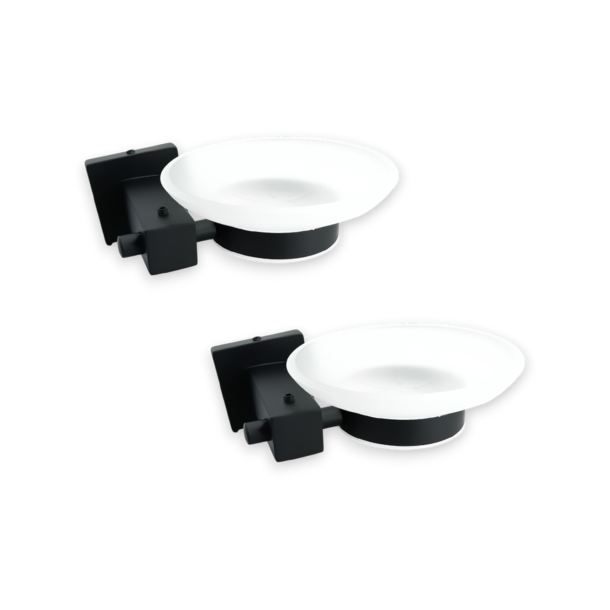 Pack x2 Jaboneras en Vidrio Base Cuadrada Negra C1338