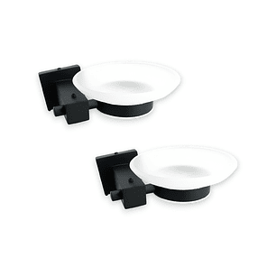 Pack x2 Jaboneras en Vidrio Base Cuadrada Negra C1338