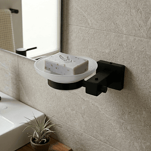 Pack x2 Jaboneras en Vidrio Base Cuadrada Negra C1338