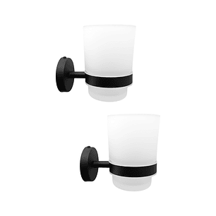 Pack x2 Portacepillos en Vidrio Base Redonda Negra C1339