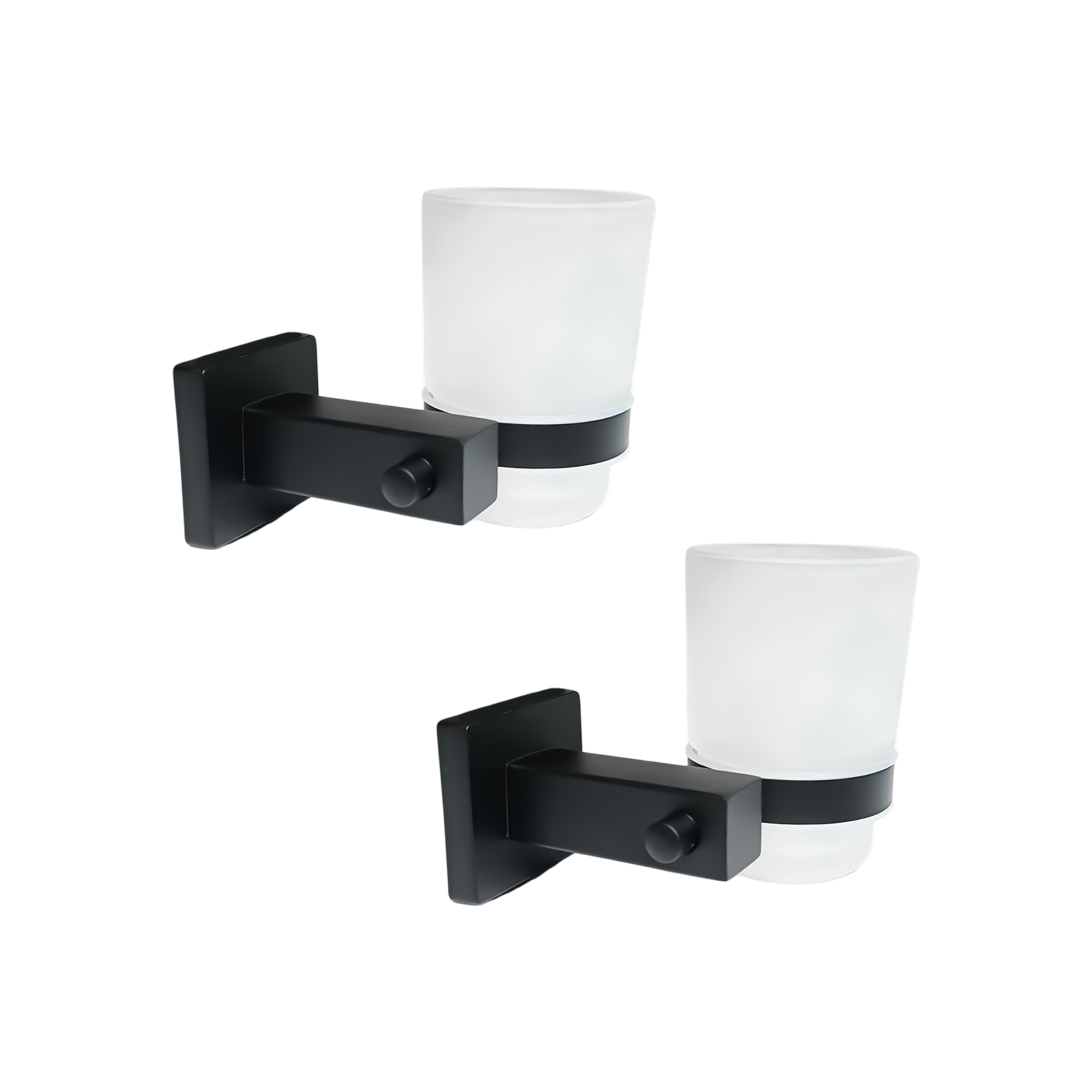 Pack Portacepillos en Vidrio Base Cuadrada Negra C1340