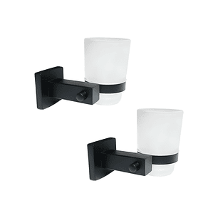 Pack Portacepillos en Vidrio Base Cuadrada Negra C1340