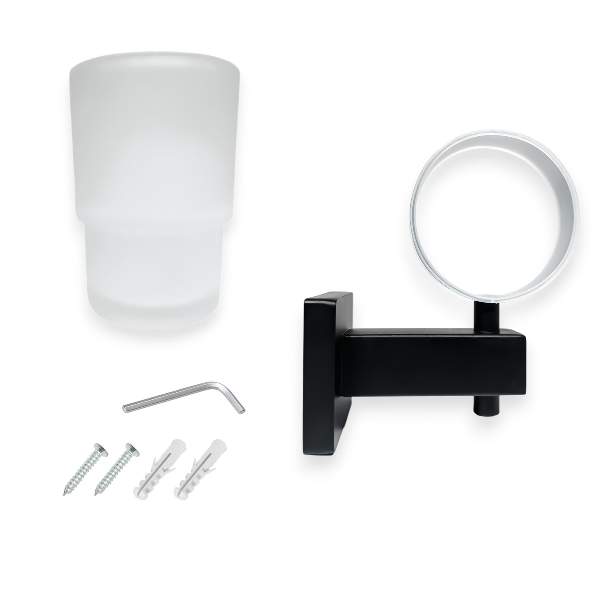 Pack Portacepillos en Vidrio Base Cuadrada Negra C1340