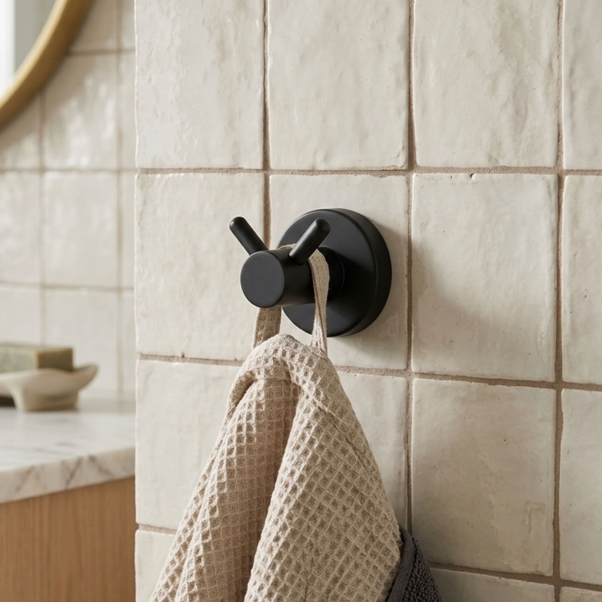 Pack x2 Perchero en Acero Base Redonda Negra Doble Servicio C1341