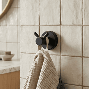 Pack x2 Perchero en Acero Base Redonda Negra Doble Servicio C1341